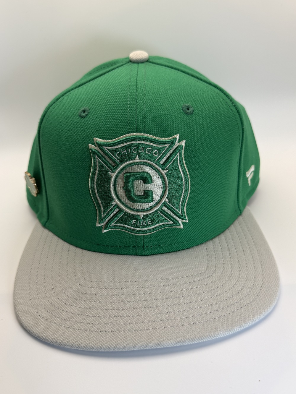 Chicago Fire FC Green Gray Snapback Hat Clover Patch Fanatics MLS Adjustable